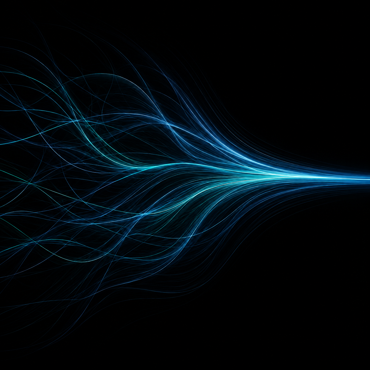 Abstract blue lines gathering into one directed flow