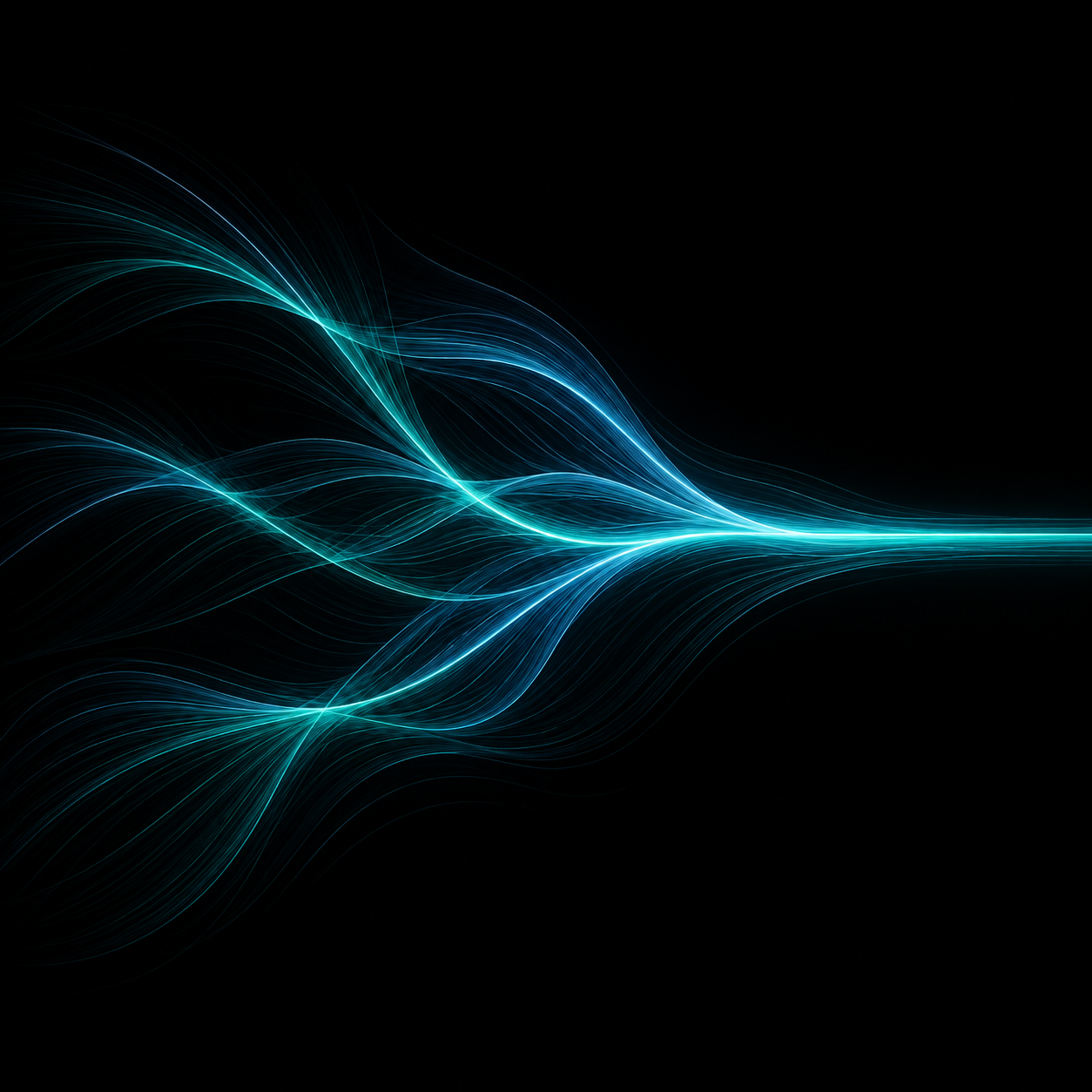 Abstract teal lines resolving into one clear path